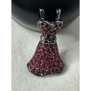 VTG Swarovski Little Red Dress Pin Brooch Sparkling EUC Retro